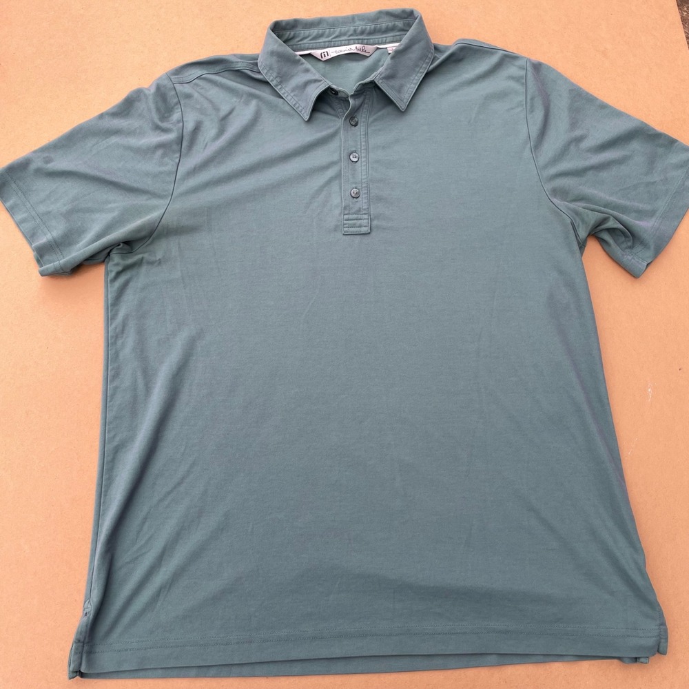 TravisMathew Polo Shirt Mens L Green Casual Golf Pima Cotton Blend Short Sleeve